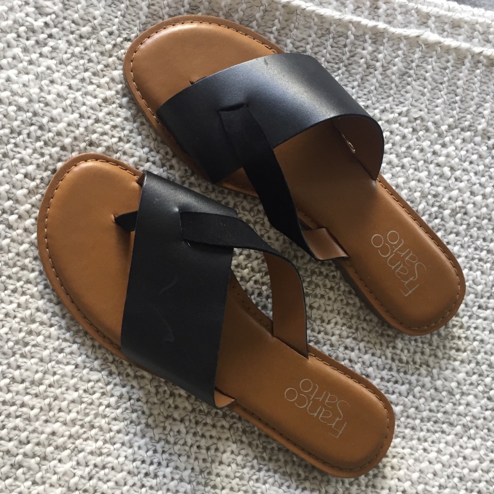 Franco sarto  Black leather sandals 7 like new